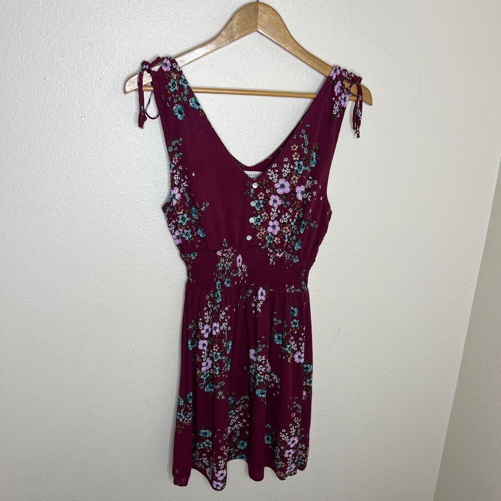 Aeropostale Burgundy Floral Print Dress XS